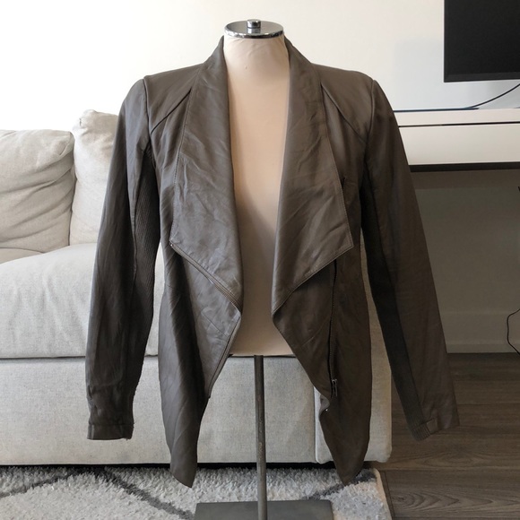 Taupe Faux Leather Jacket - Picture 1 of 5